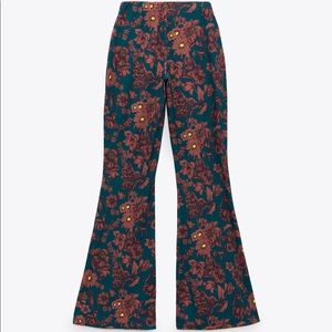 ZARA floral printed flowing wide leg trousers